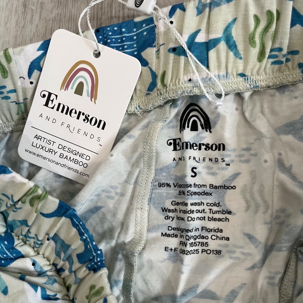 Emerson and Friends Shark Friends Bamboo Pajama Relaxed Pants Lounge Small NWT - Picture 6 of 12